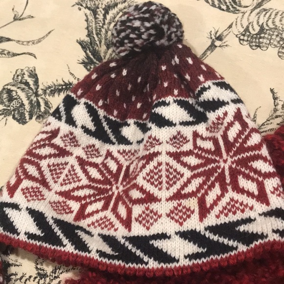 Wool Hat & Mittens with Hand Knit Infinity Scarf - Picture 2 of 3